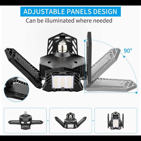 LED Garage Light, 120W 4 Leaf Ceiling Light - Picture 2 of 4